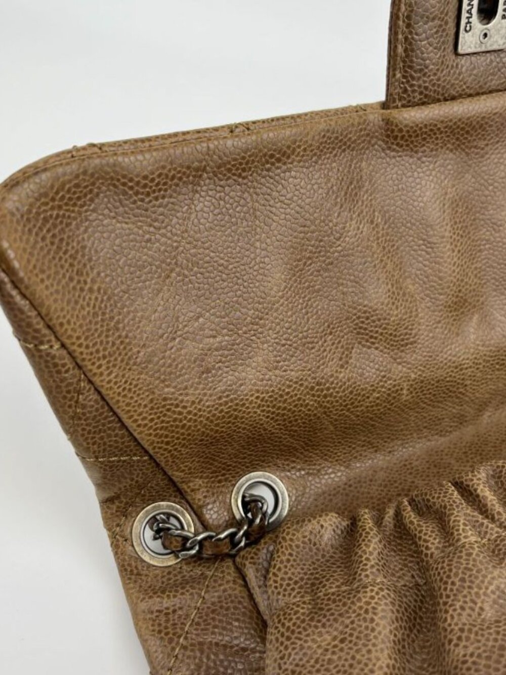 ★SOLD★ Chanel CC Logo Quilted Chain Shoulder Bag Brown Caviar Leather Vintage - Picture 13 of 16